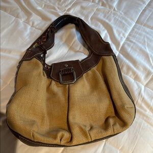 Vintage Fossil Straw Floral Handbag